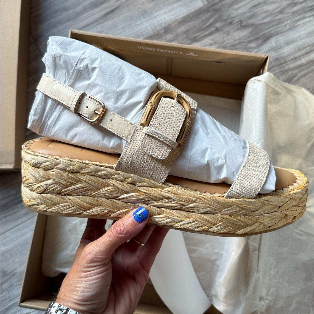 Dolce Vita Cream Chera Platform slingback Wedge Sandals shoe size 9.5 10 - Picture 3 of 7